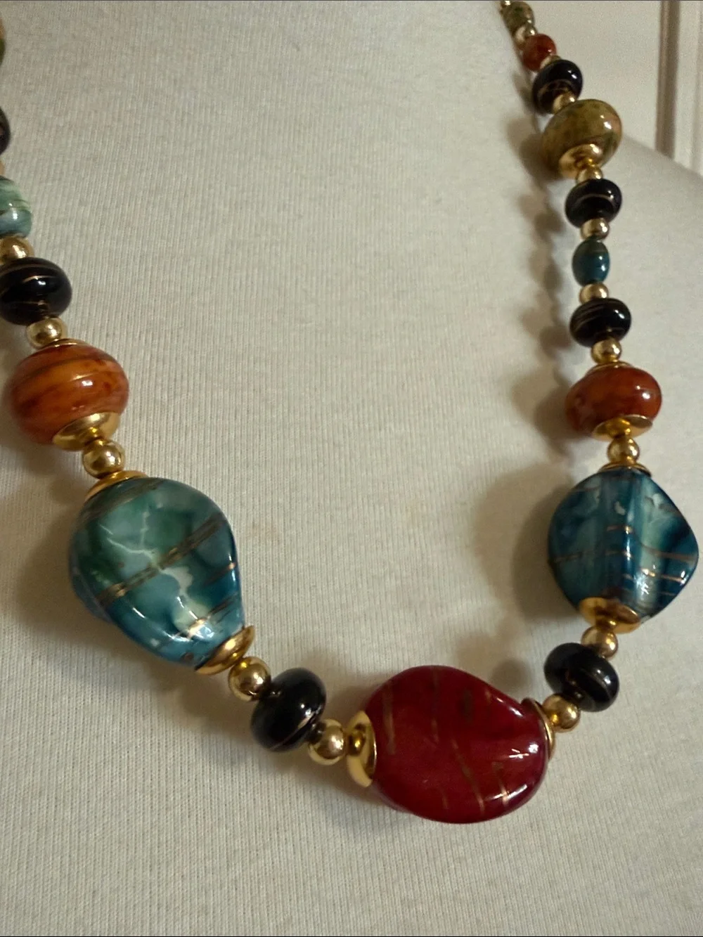 Vintage 1980s Multicolor Necklace & Matching Bracelet Set